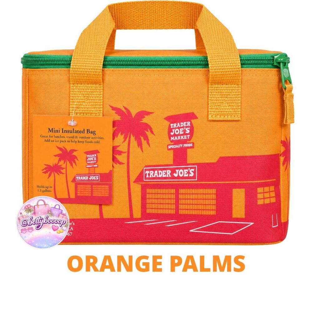 Trader Joe's Mini Insulated Cooler Bag 2026 **Orange Palms Design**